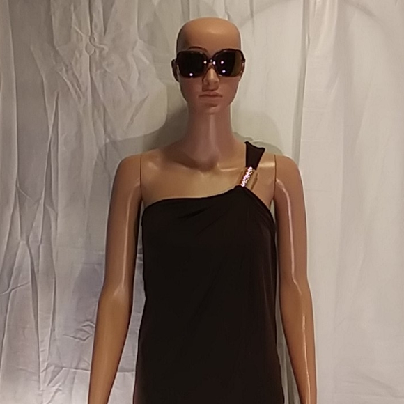 New Michael Kors Dark Brown / Gold Evening Dress - Picture 2 of 8